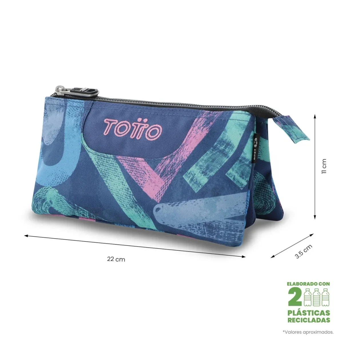 Estuche escolar eco-friendly tres compartimentos Totto Tablero - Roomin - Imagen 3