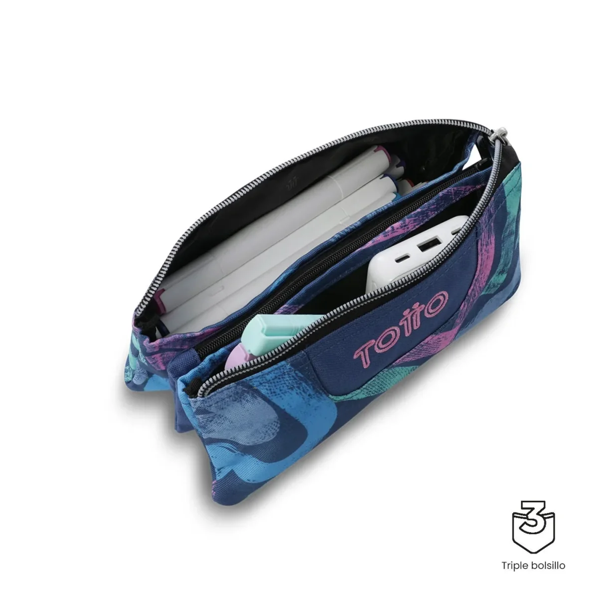 Estuche escolar eco-friendly tres compartimentos Totto Tablero - Roomin - Imagen 4