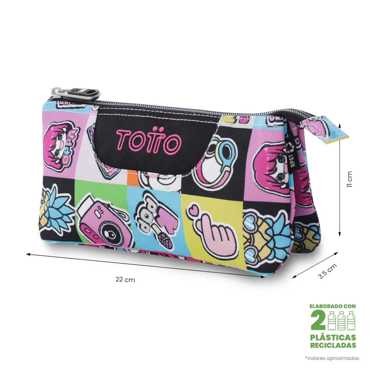 Estuche escolar eco-friendly tres compartimentos Totto Tablero | K-Pop - Imagen 3