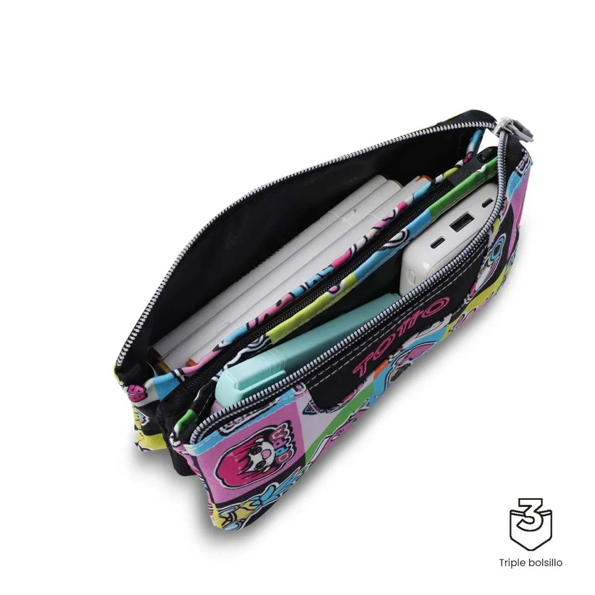 Estuche escolar eco-friendly tres compartimentos Totto Tablero | K-Pop - Imagen 4