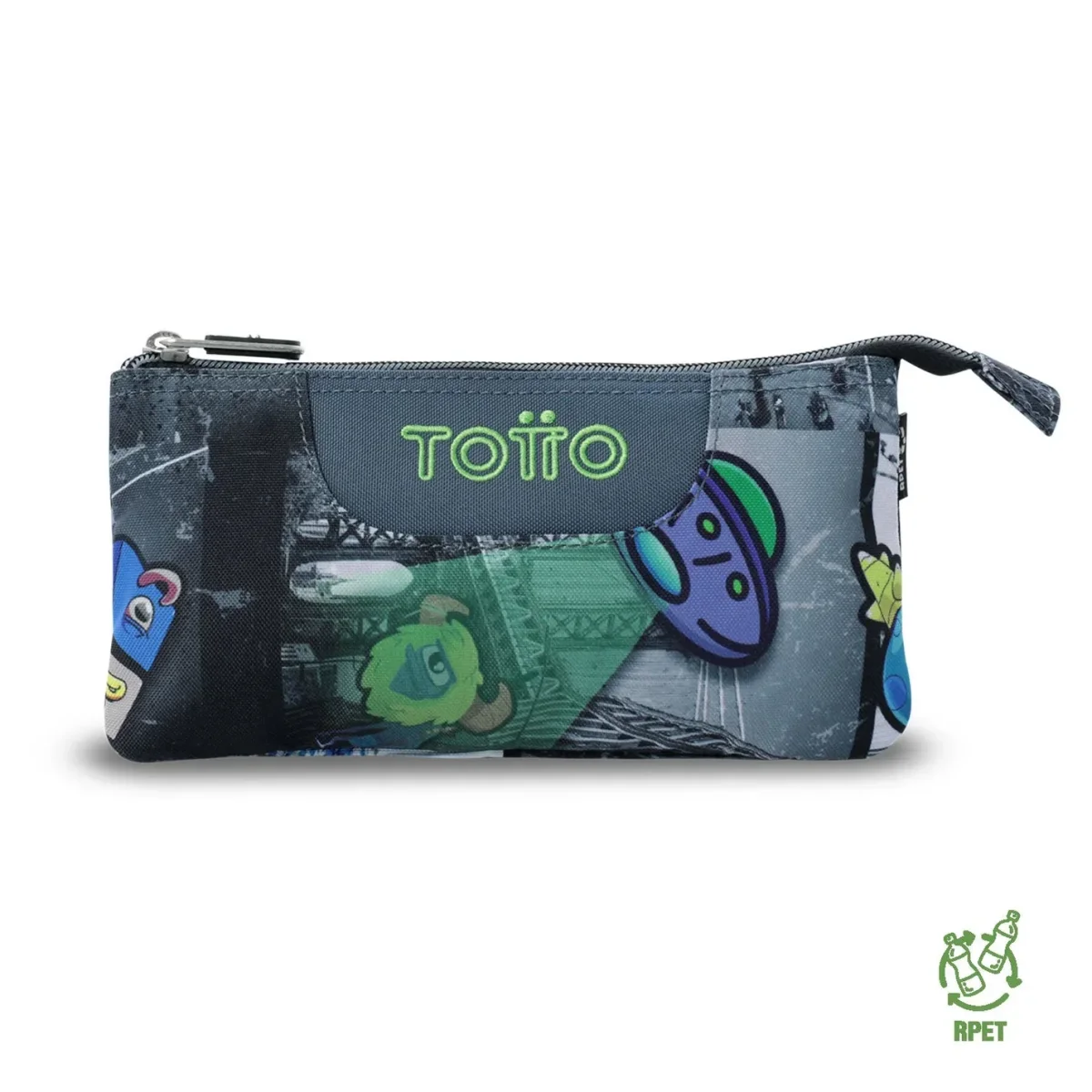 Estuche escolar eco-friendly tres compartimentos Totto Tablero - Rolly - Imagen 2