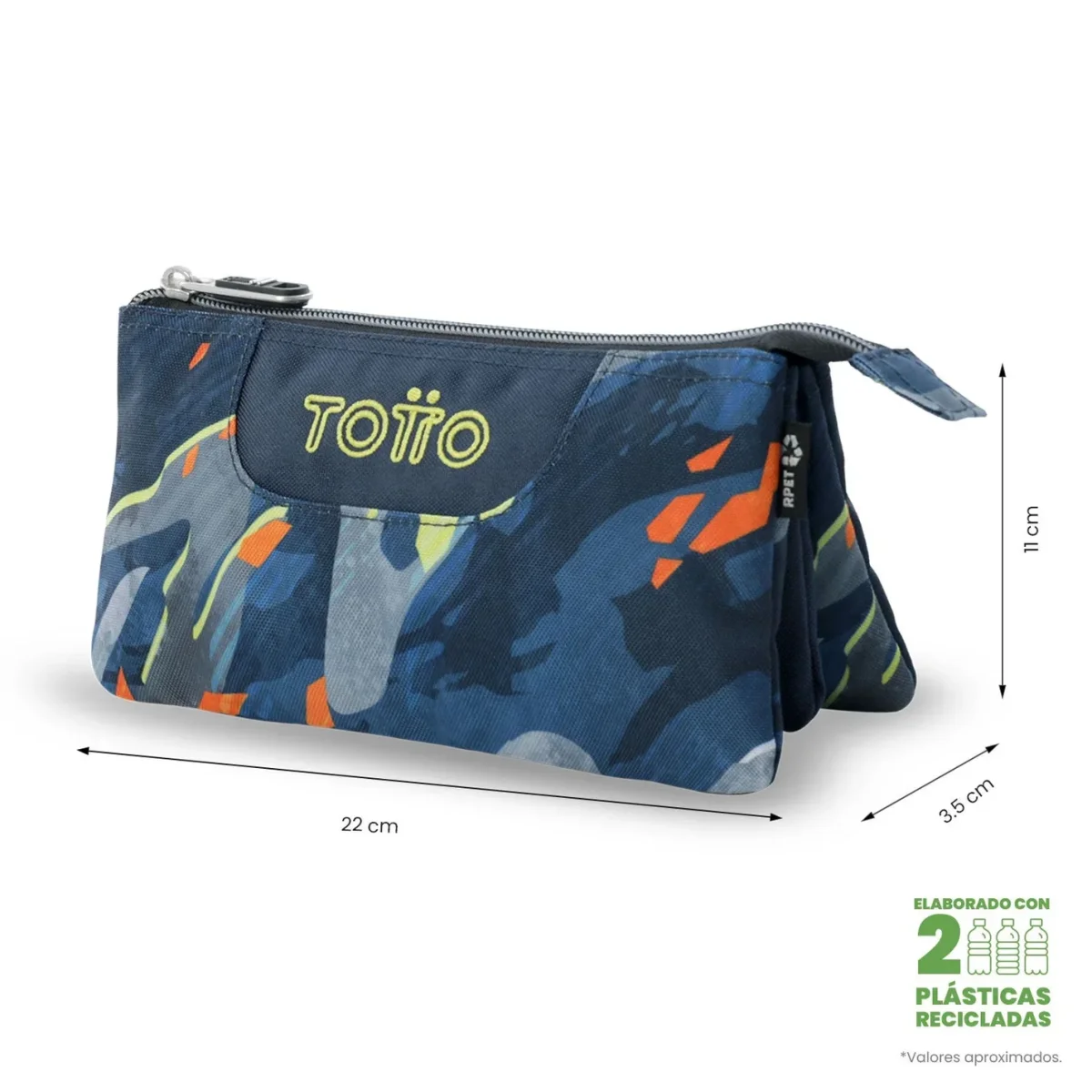 Estuche escolar eco-friendly tres compartimentos Totto Tablero - Groove - Imagen 3