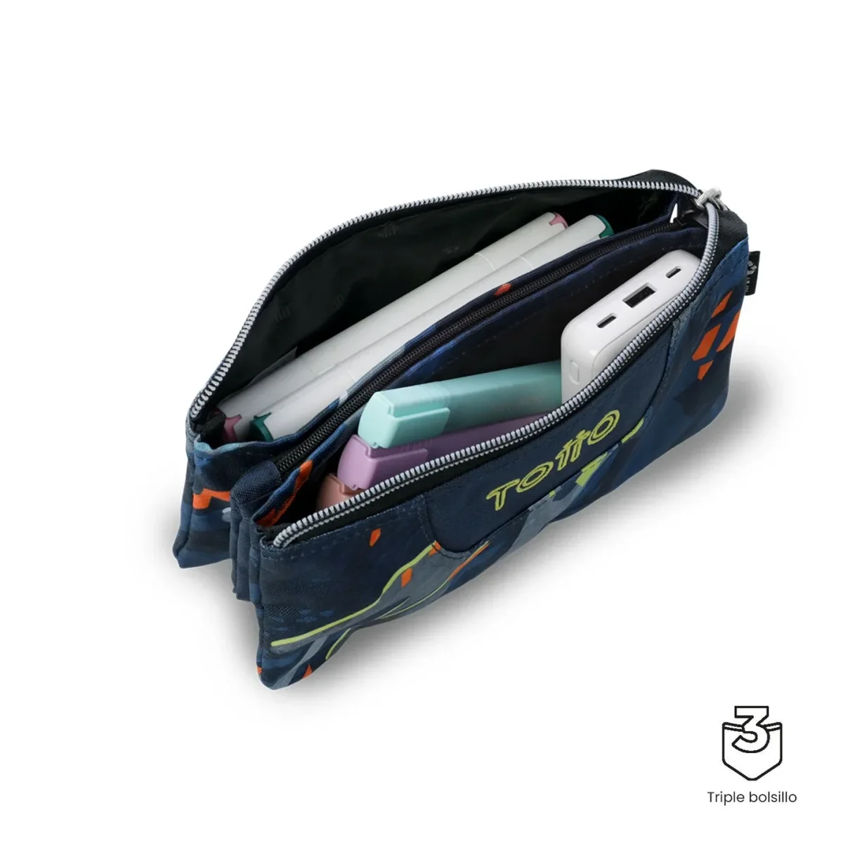 Estuche escolar eco-friendly tres compartimentos Totto Tablero - Groove - Imagen 4