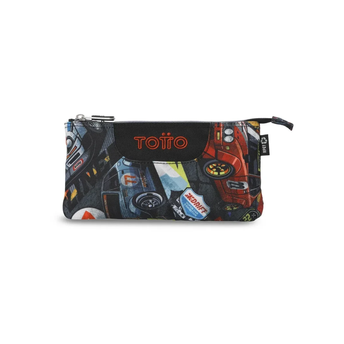 Estuche escolar eco-friendly tres compartimentos Totto Tablero - Rally Red - Imagen 2