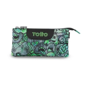 Estuche escolar eco-friendly tres compartimentos Totto Tablero - Crew