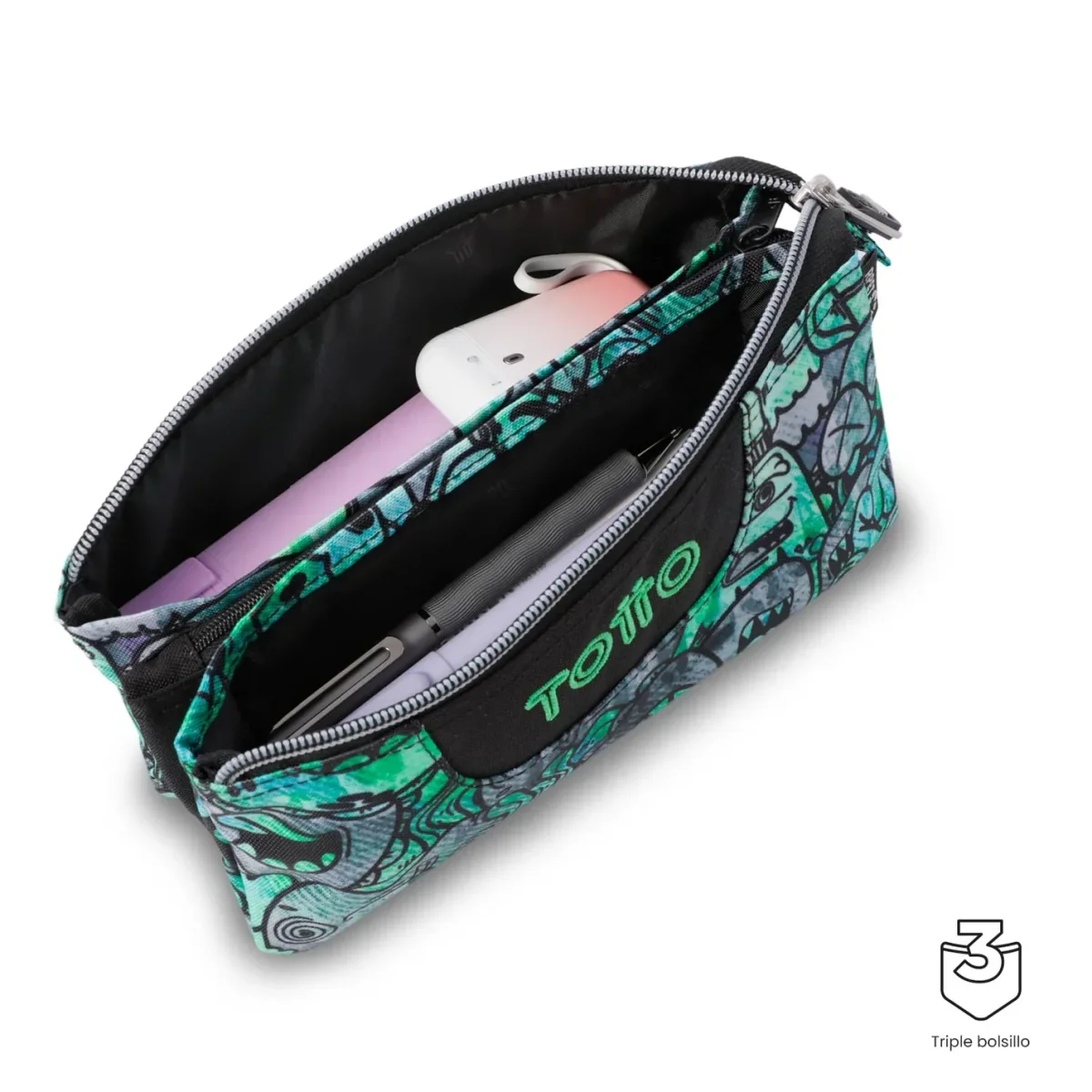 Estuche escolar eco-friendly tres compartimentos Totto Tablero - Crew - Imagen 4
