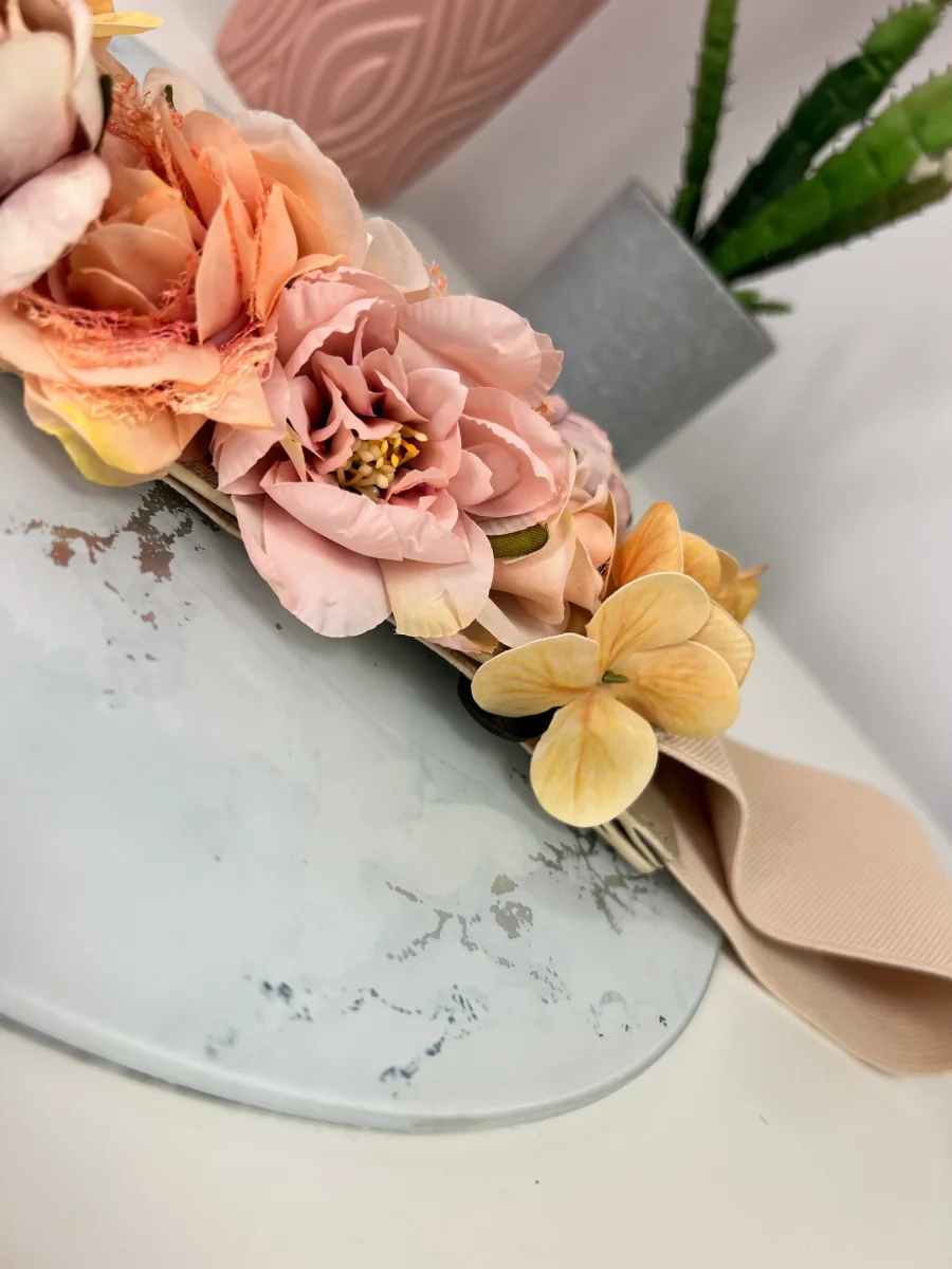 Cinturon fiesta flores beige - Imagen 4