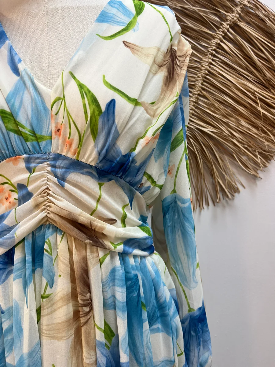 Vestidos Flores Fruncido - Imagen 3