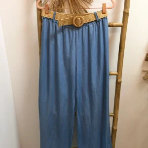 Pantalon Fluido Vaquero con cinturon