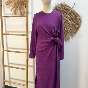 Vestido largo punto canalé magenta CF