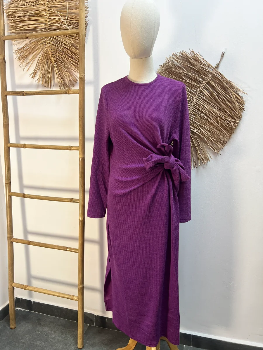 Vestido largo punto canalé magenta CF