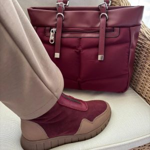 Botín Napa Taupe – Serraje Burdeos Pekas