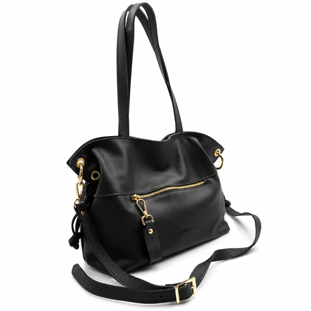 Bolso Dos Asas de Piel Napa Caramelo Princesa - Imagen 7