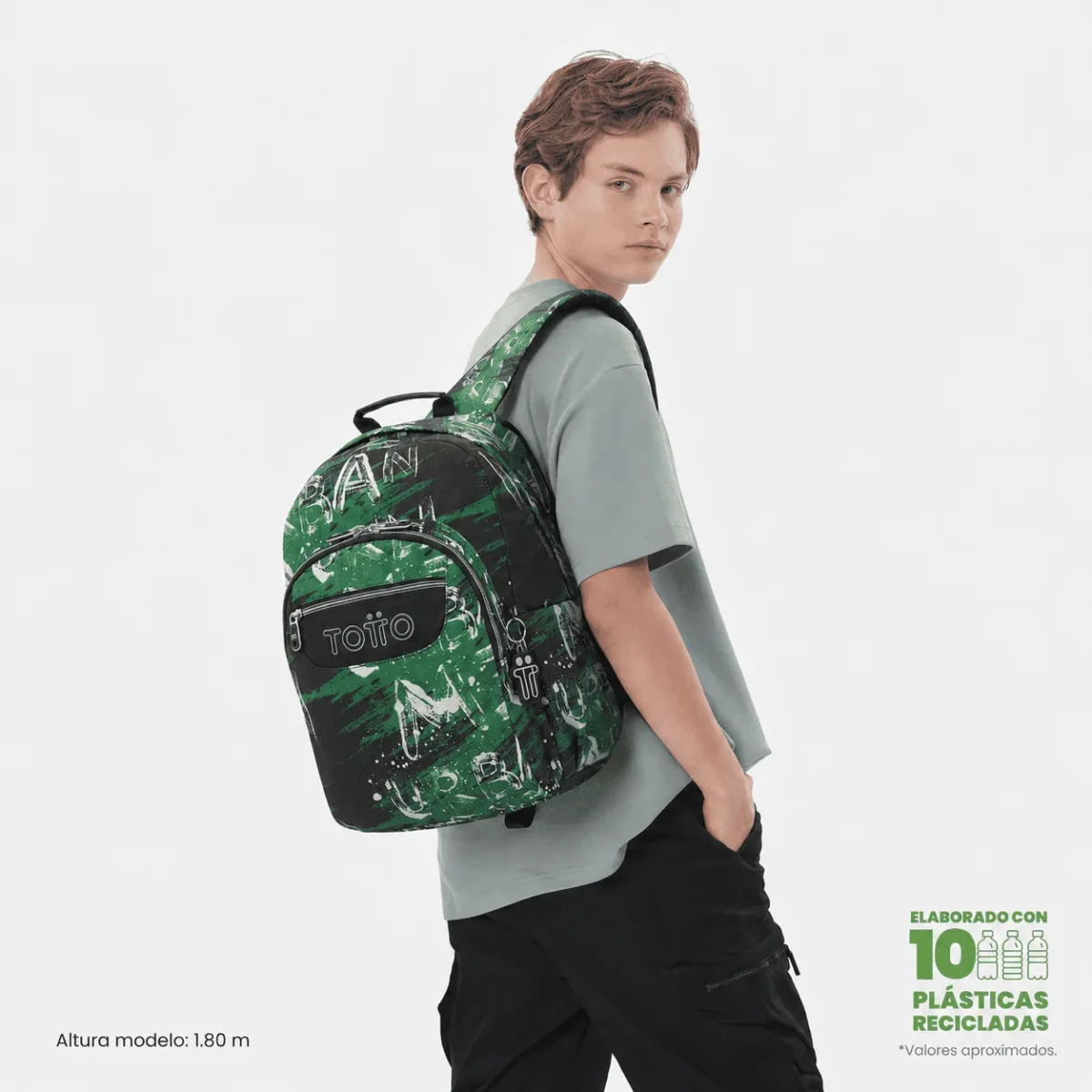 Mochila escolar adaptable a carro Totto Acuareles - Grounge - Imagen 3