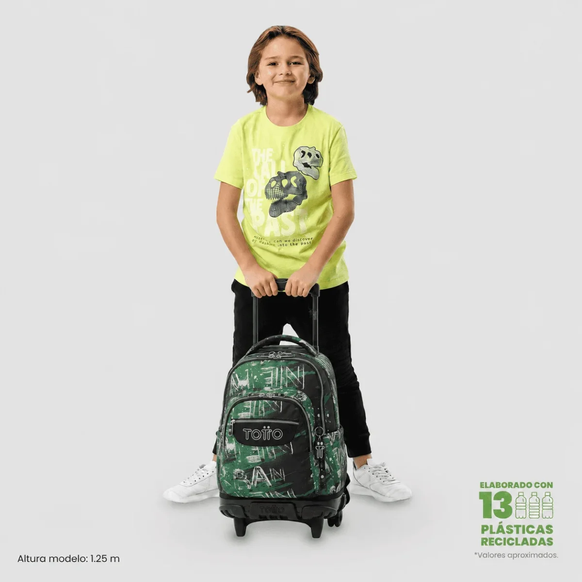 Mochila escolar con ruedas Totto Renglones - Grounge - Imagen 3