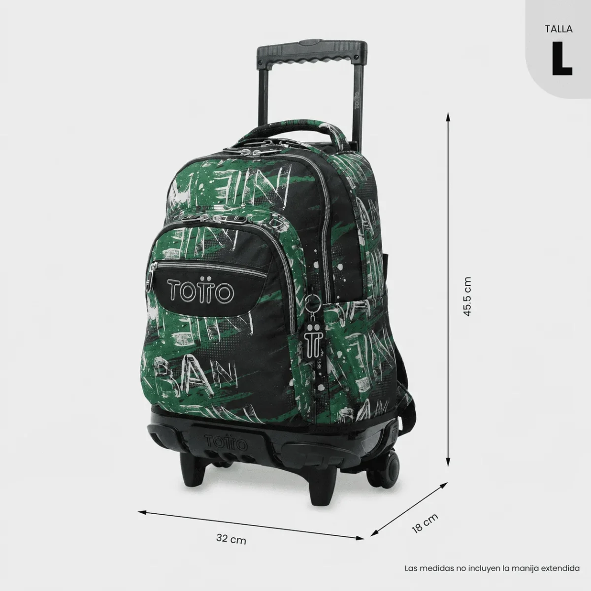 Mochila escolar con ruedas Totto Renglones - Grounge - Imagen 4