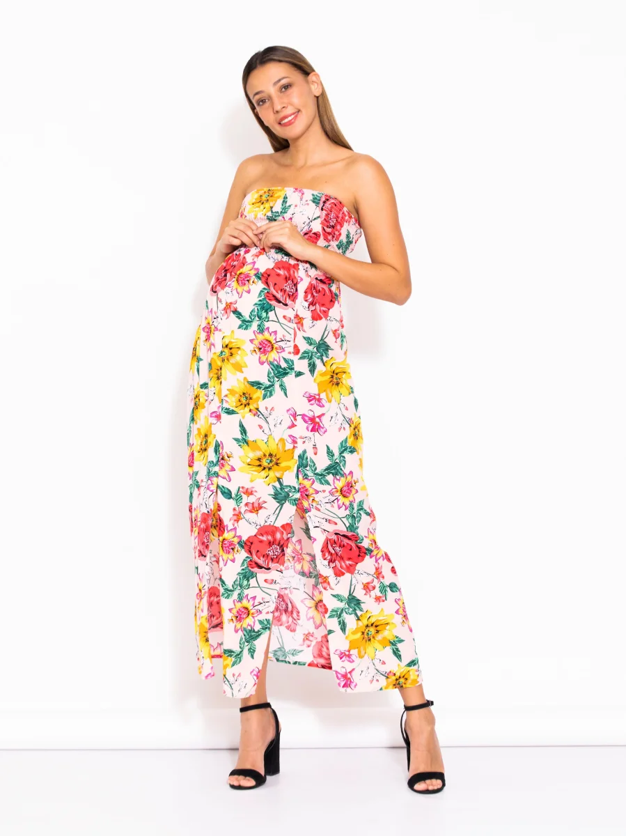 VESTIDO DE EMBARAZO "MELON STRAPLESS"
