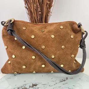 Bolso piel serraje tachuelas