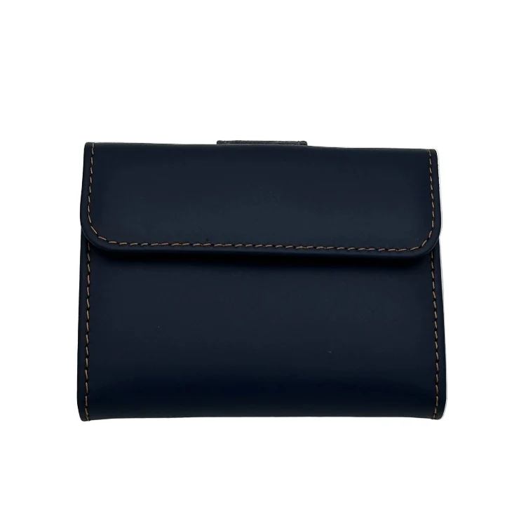 Billetero de Piel Vacuno Monedero Clic Amichi Hojas Azul 11x8,5cm - Imagen 3