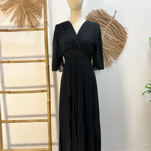Vestido plisado cuello V