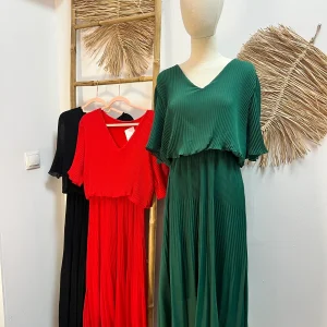 Vestido plisado cintura