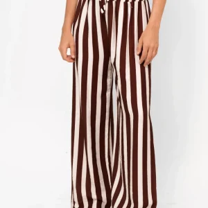 Pantalón fluido rayas choco
