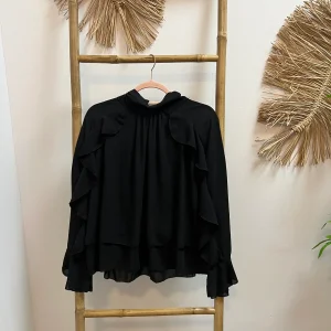 Blusa volantes negra