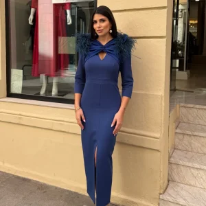 Vestido pluma azul