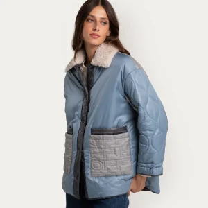 CHAQUETA ACOLCHADA CUELLO BORREGO JOHNNY AZUL CLARO