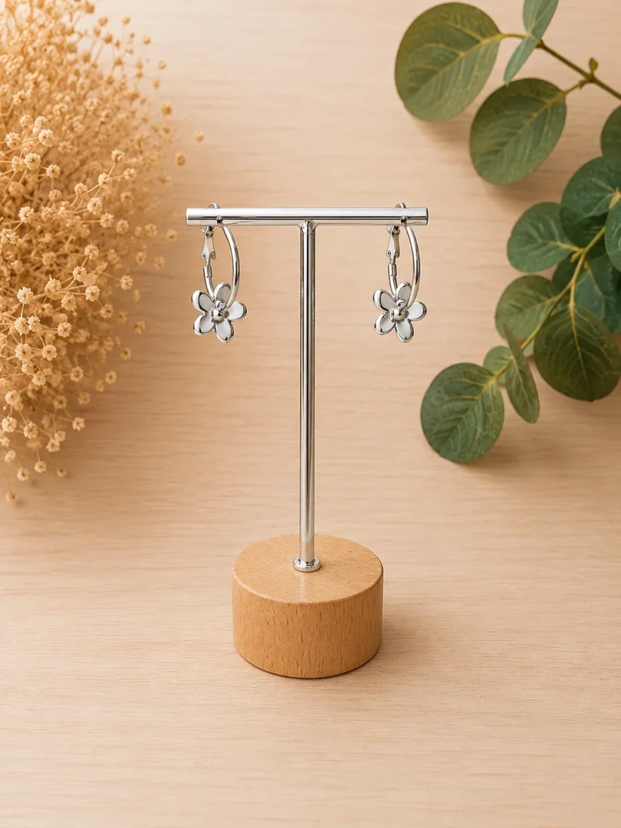 Pendientes charm flor - Imagen 3