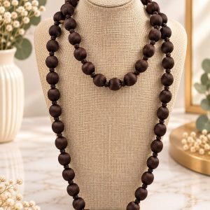 COLLAR BOLAS MARRONES DOBLE