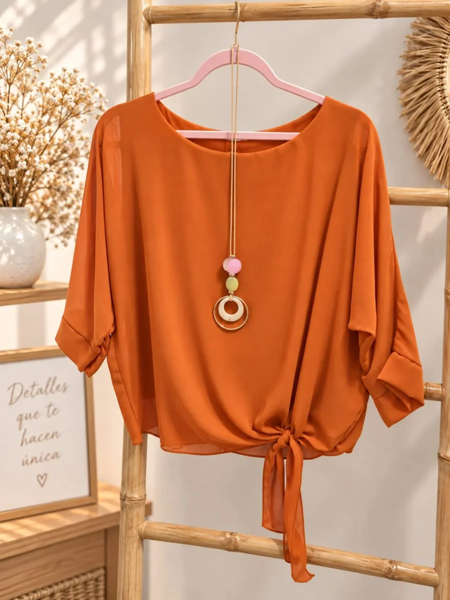 blusa fluida detalle colgante - Imagen 4