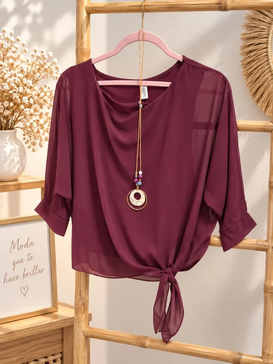 blusa fluida detalle colgante - Imagen 3