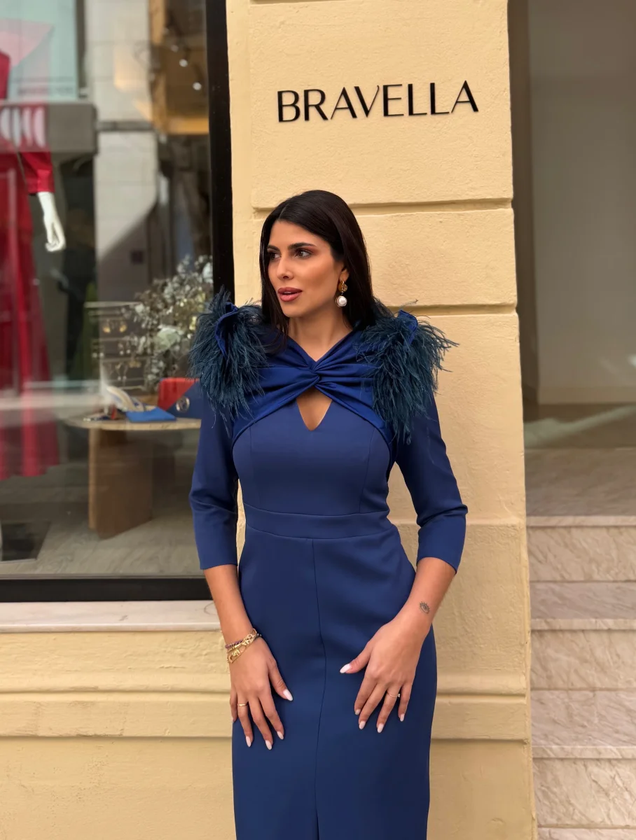 Vestido pluma azul - Imagen 3