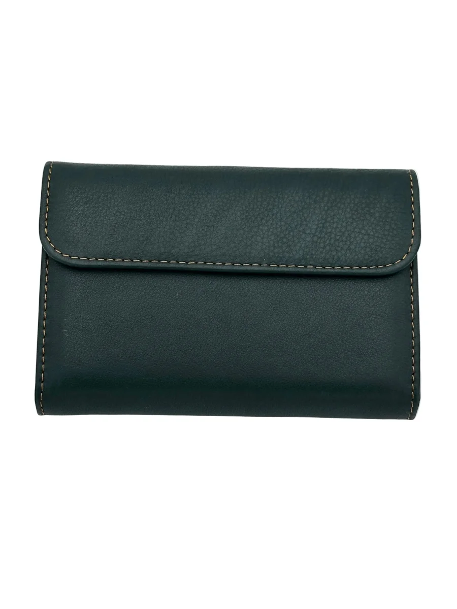 Billetero de Piel Vacuno Monedero Clic Amichi Hojas Verde 14,5x10cm - Imagen 3