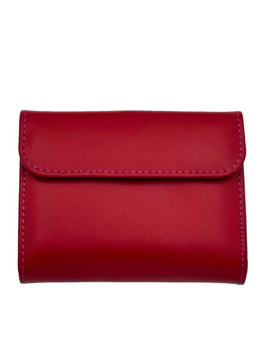 Billetero de Piel Vacuno Monedero clic Amichi Classic Rojo 12x9,5cm - Imagen 3