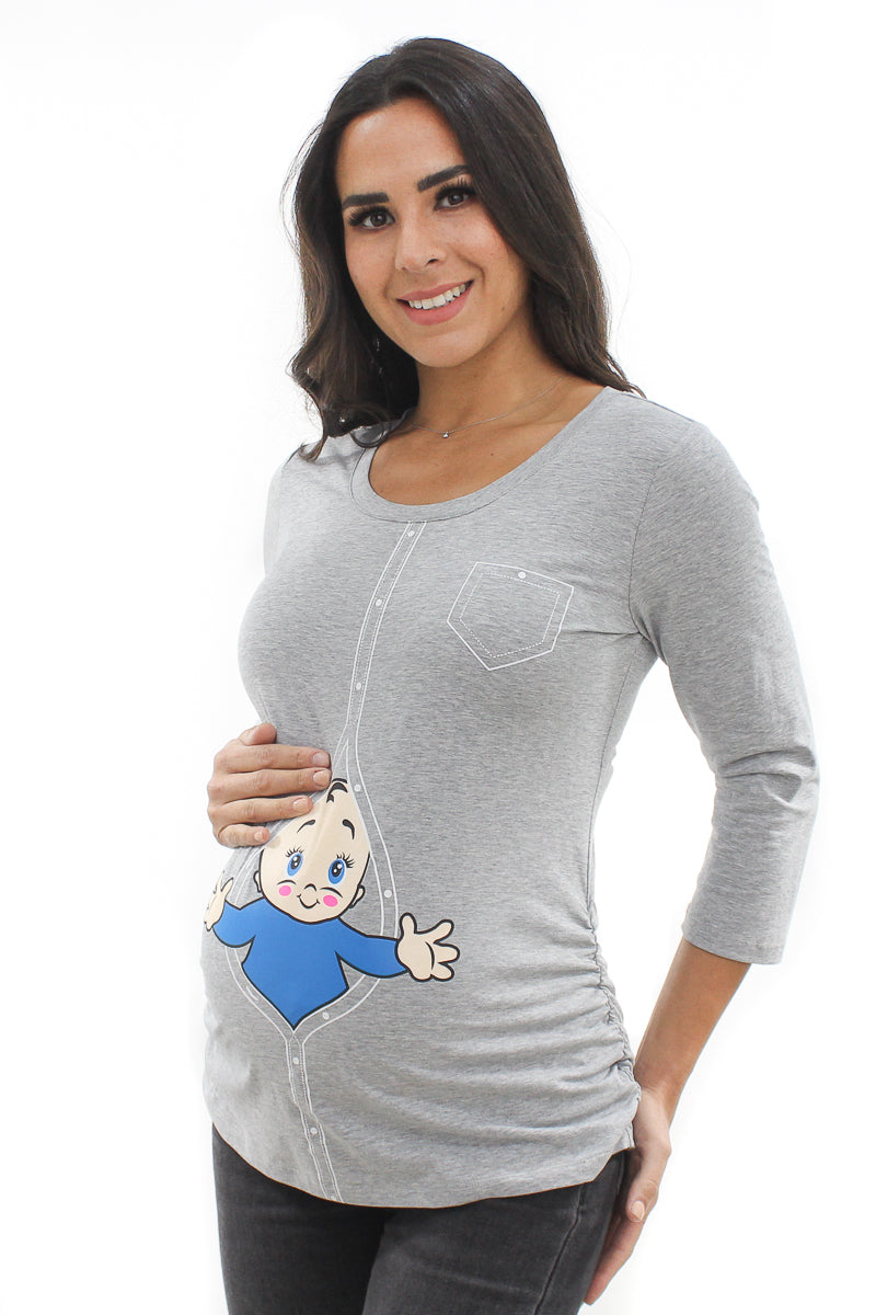 PLAYERA CON ESTAMPADO DE BEBÉ "BOY" - Imagen 2