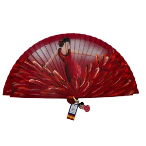 Abanico de madera de 21cm pintado a mano Aire Distinto "Flamenca"