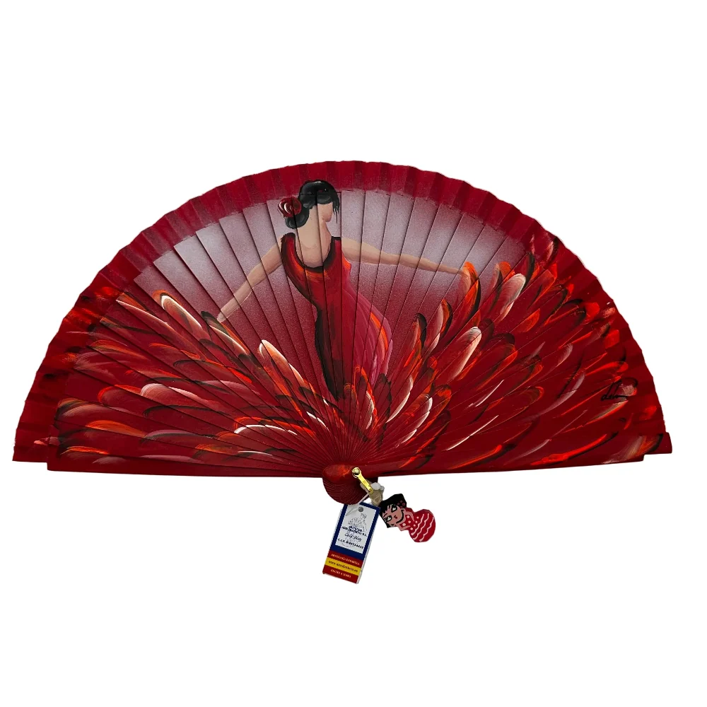 Abanico de madera de 21cm pintado a mano Aire Distinto "Flamenca"