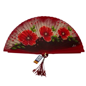 Abanico de madera de 21cm pintado a mano Aire Distinto "Amapolas Rojas"