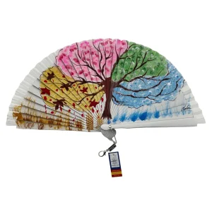 Abanico de madera de 21cm pintado a mano Aire Distinto "Arbol vida multicolor"