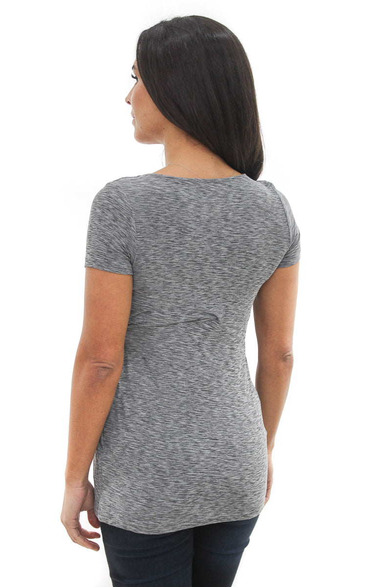 Blusa De Lactancia Elástica de Manga Corta - Imagen 3