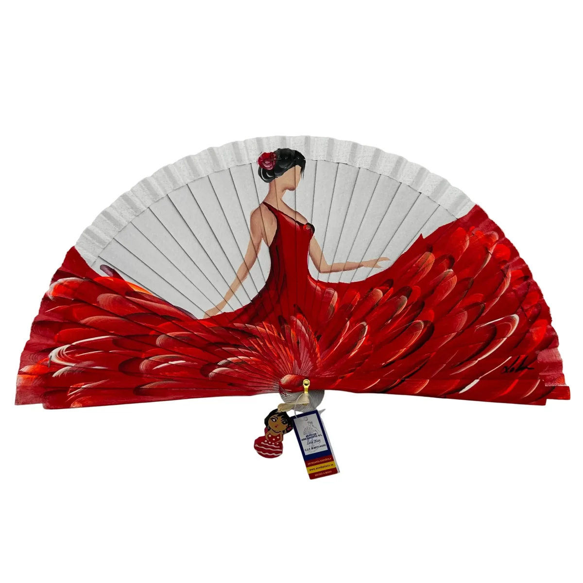Abanico de madera de 21cm pintado a mano Aire Distinto "Flamenca" - Imagen 2