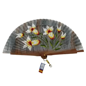 Abanico de madera de 23cm pintado a mano Aire Distinto "Flores"
