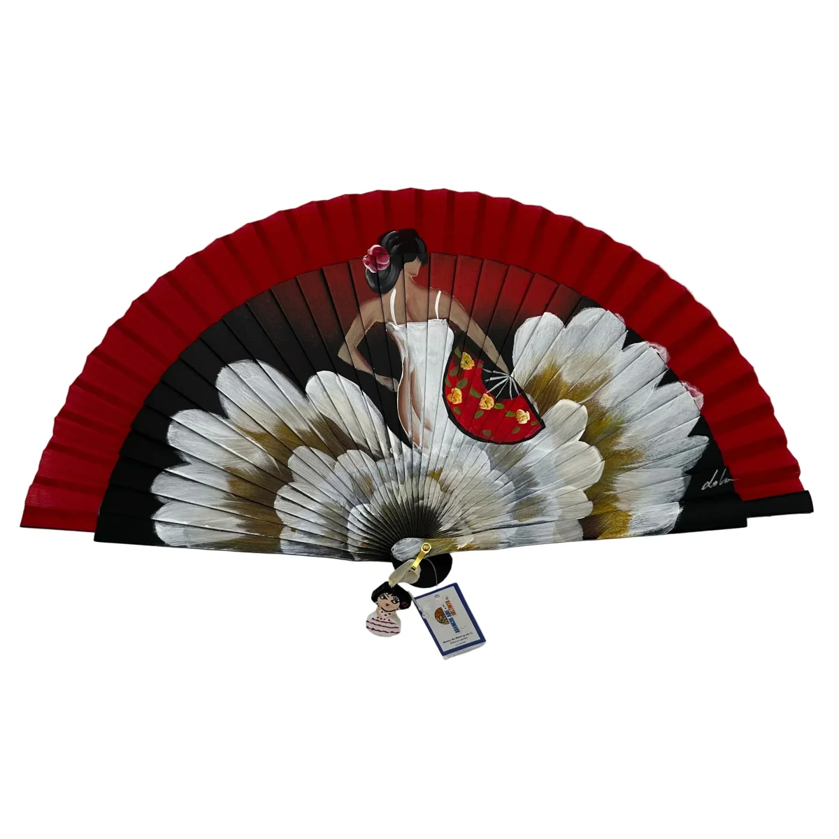 Abanico de madera de 23cm pintado a mano Aire Distinto "Flamenca" - Imagen 2