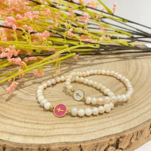 Pulsera perlas cruz