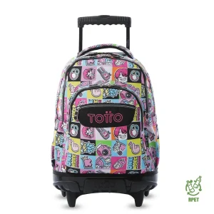 Mochila escolar con ruedas Totto Renglones K-Pop