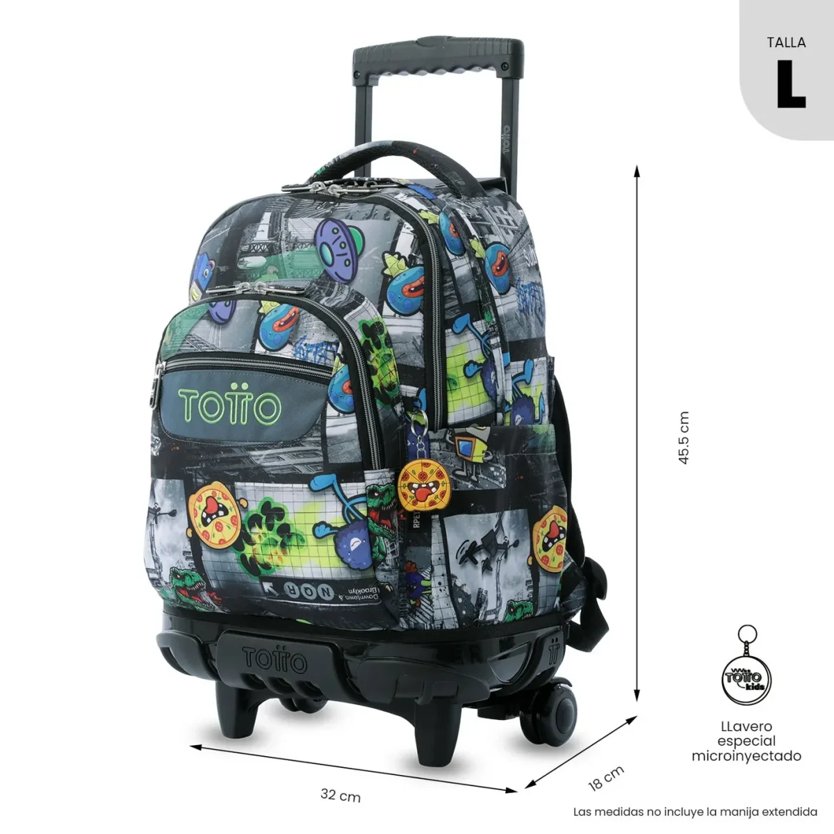 Mochila escolar con ruedas Totto Renglones - Rolly - Imagen 3
