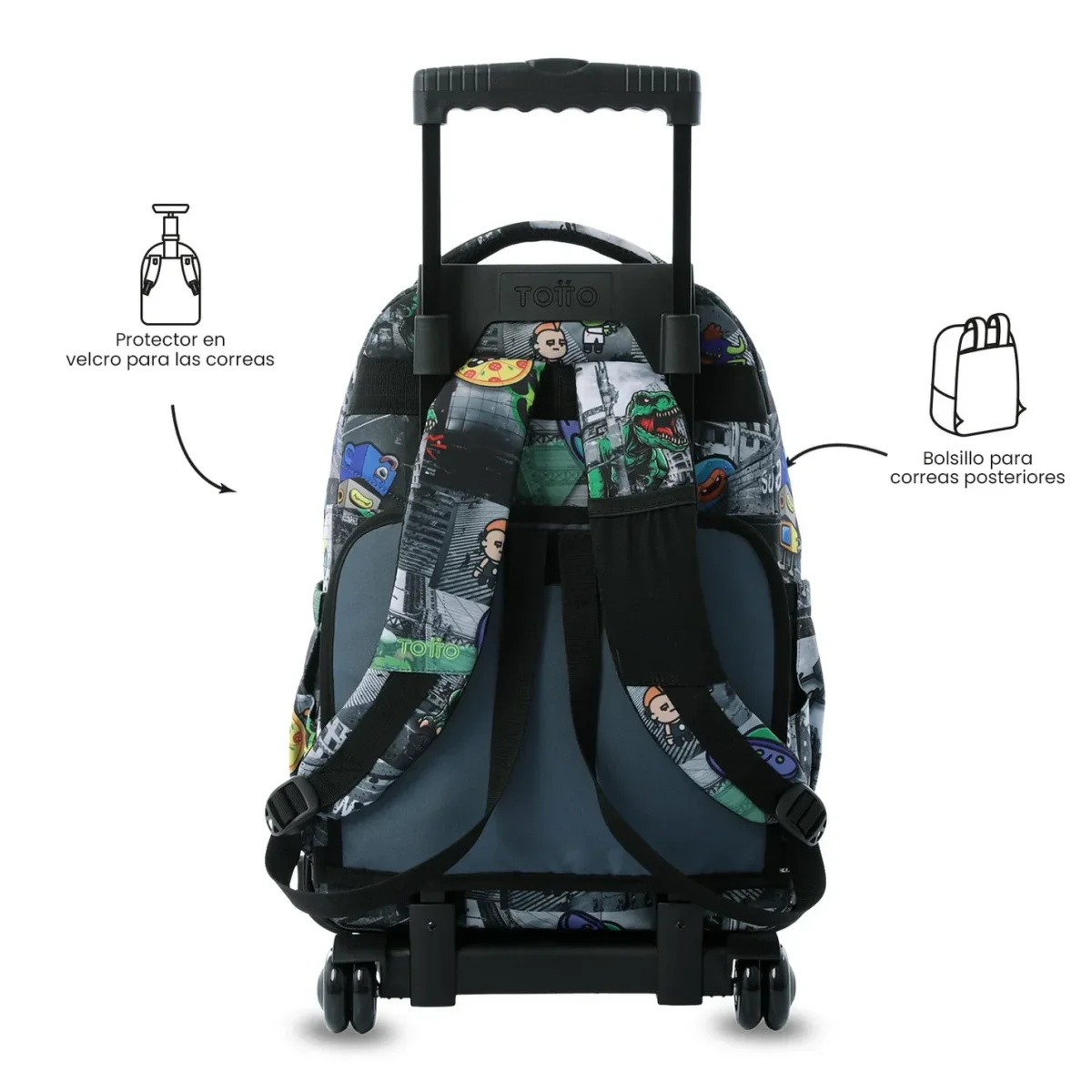 Mochila escolar con ruedas Totto Renglones - Rolly - Imagen 4