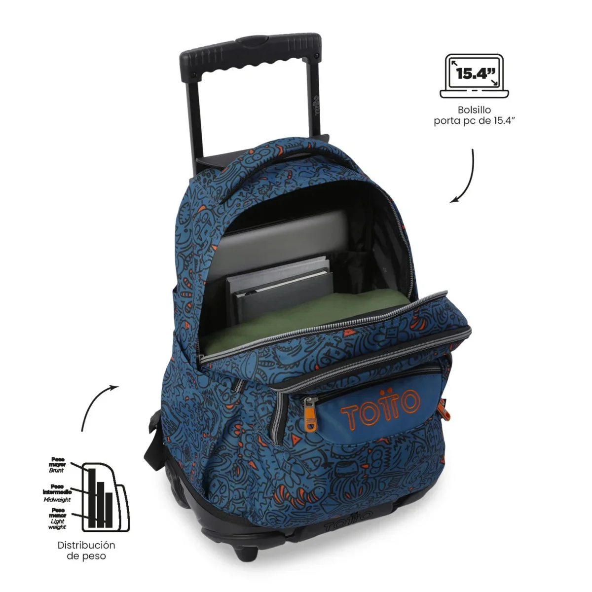 Mochila escolar con ruedas Totto Renglones - Grafer - Imagen 6